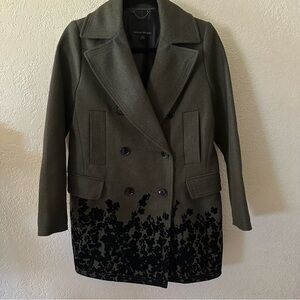 Banana Republic Olive Green Double-Breasted Pea Coat